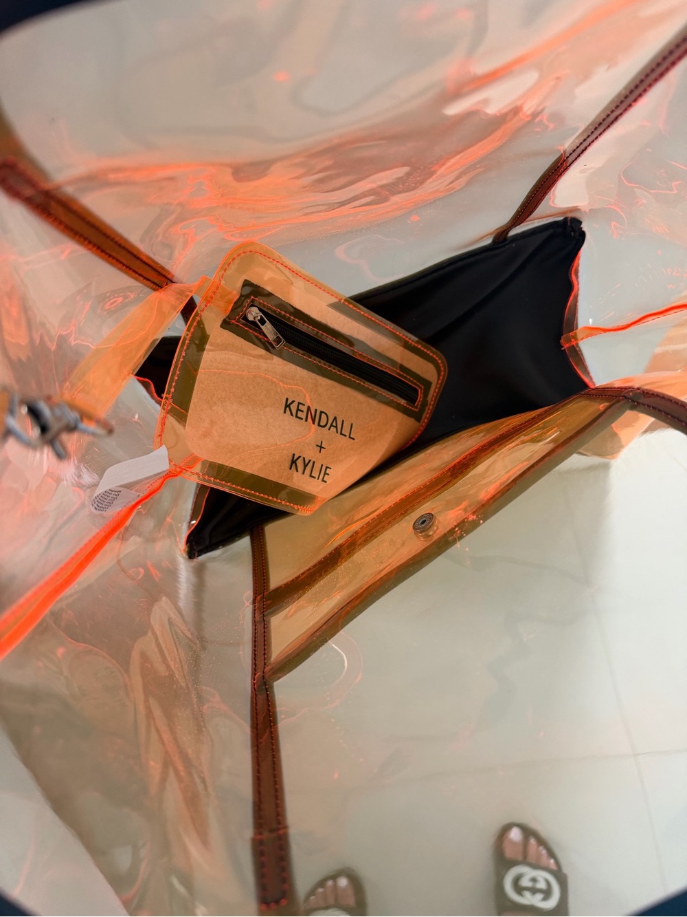 Kendall & Kylie Orange Clear Tote with Black Trim - Picture 5 of 6